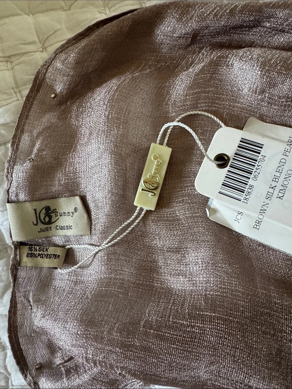 J&Sunny Just Classic Brown Shimmery Silk Blend Kimono